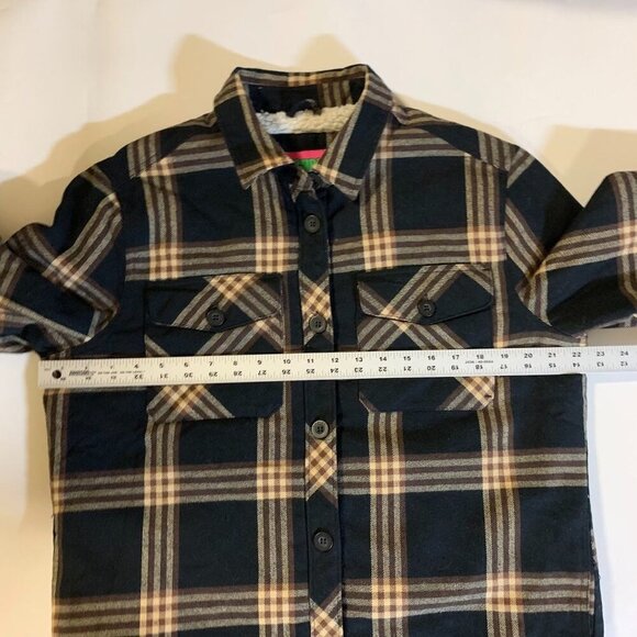 Empyre Men's Plaid Sherpa Lined Cotton Button Up Long Sleeve Shacket Size M - Picture 10 of 12